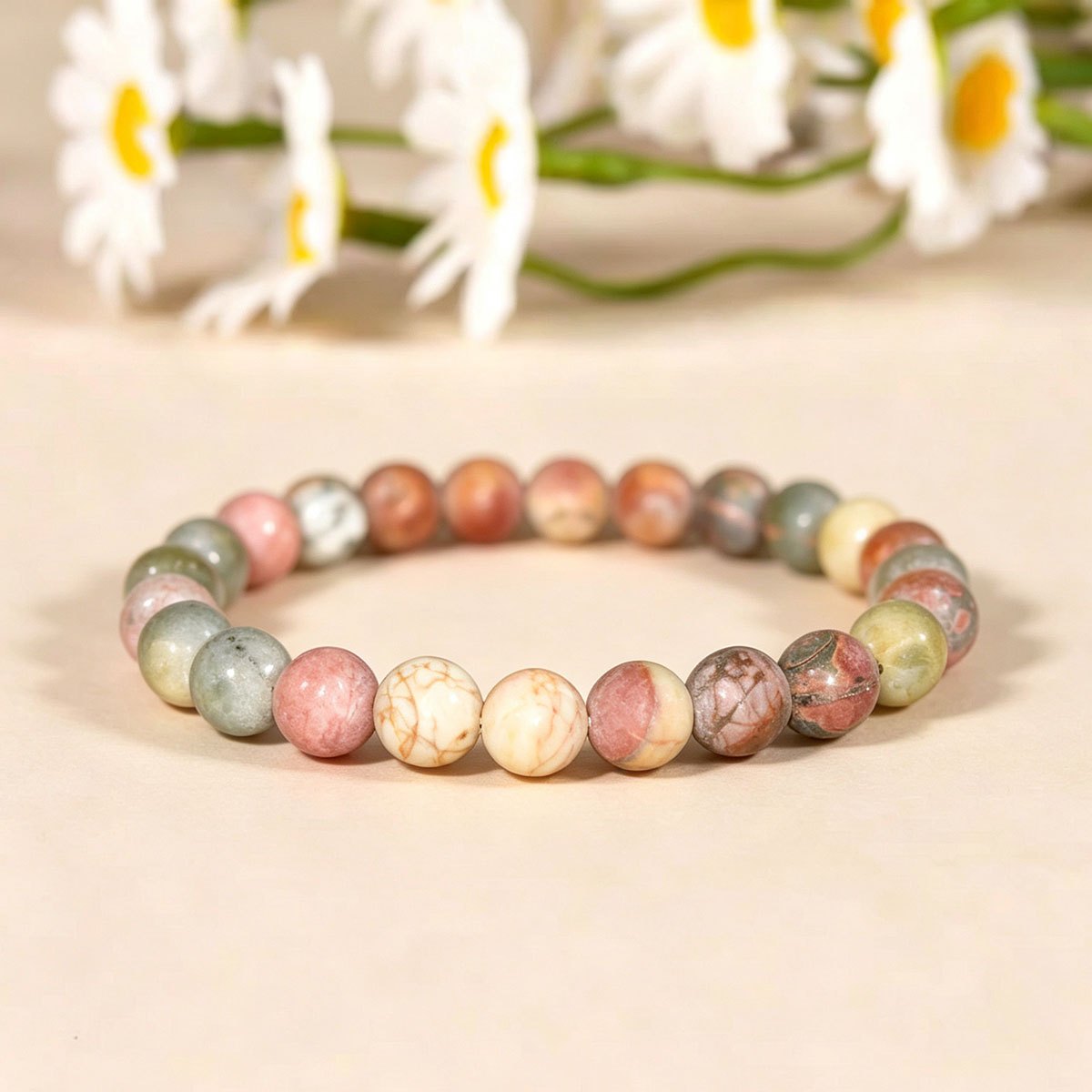 Vintage-Style Picasso Stone Bead Bracelet, Creative Inspiration
